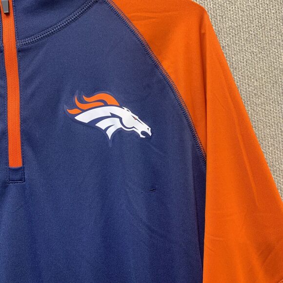 Denver Broncos 1/4 Zip Long Sleeve Pullover Shirt NFL Team Apparel Men's Large - Picture 8 of 8
